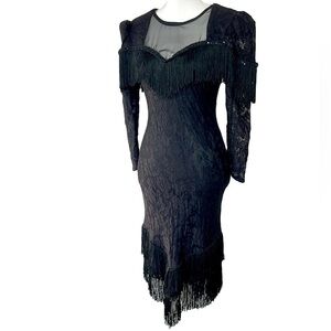 Vintage 80s Lace Fringe Dress